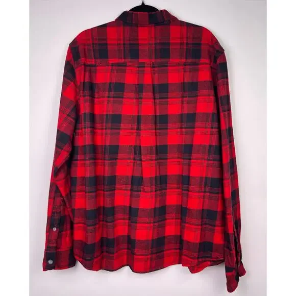 Eddie Bauer Red Black Plaid Flannel Button Up Shirt Men’s 2XL - Picture 3 of 8